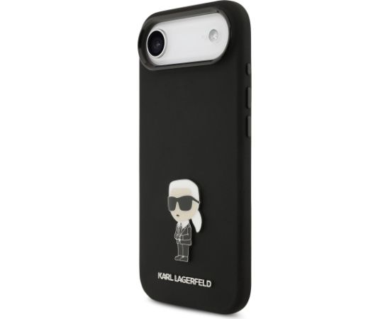 Karl Lagerfeld Liquid Silicone Metal Ikonik Case Aizsargapvalks priekš iPhone Air / melns Neoriģinālie Maciņi