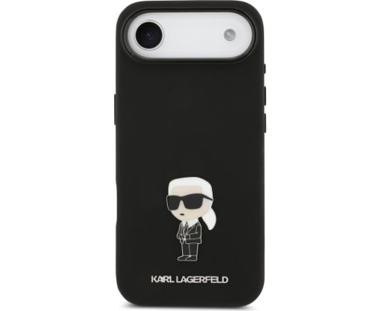 Karl Lagerfeld Liquid Silicone Metal Ikonik Case Aizsargapvalks priekš iPhone Air / melns Neoriģinālie Maciņi