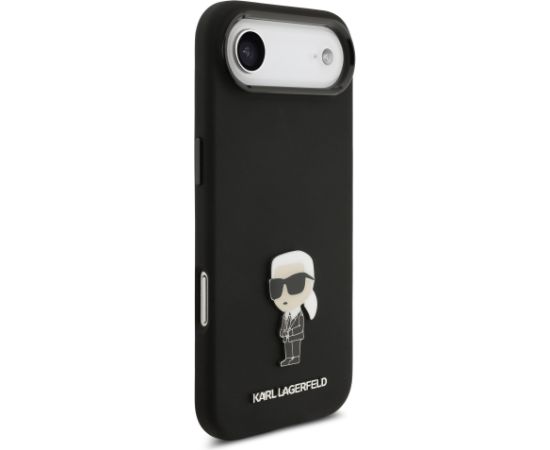 Karl Lagerfeld Liquid Silicone Metal Ikonik Case Aizsargapvalks priekš iPhone Air / melns Neoriģinālie Maciņi