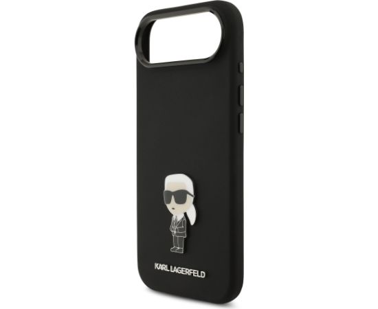 Karl Lagerfeld Liquid Silicone Metal Ikonik Case Aizsargapvalks priekš iPhone Air / melns Neoriģinālie Maciņi
