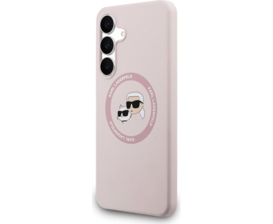 Karl Lagerfeld Liquid Silicone K&CH Heads MagSafe Case Aizsargapvalks priekš Samsung Galaxy S25 FE / rozā Neoriģinālie Maciņi