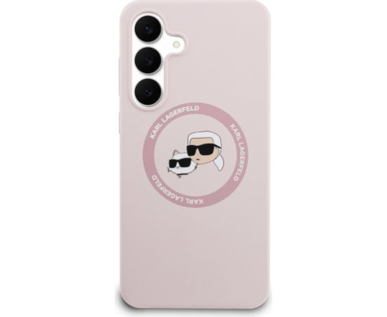 Karl Lagerfeld Liquid Silicone K&CH Heads MagSafe Case Aizsargapvalks priekš Samsung Galaxy S25 FE / rozā Neoriģinālie Maciņi