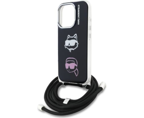 Karl Lagerfeld IML Crossbody Karl and Choupette Heads Case Telefona maciņš priekš iPhone 16 Pro / melns Neoriģinālie Maciņi