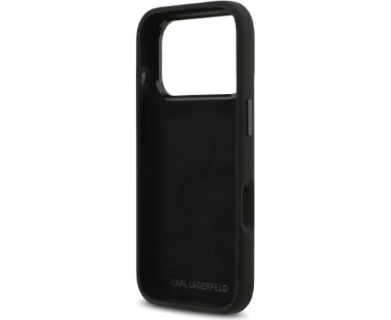 Karl Lagerfeld Liquid Silicone Metal Ikonik Case Aizsargapvalks priekš iPhone 17 Pro / melns Neoriģinālie Maciņi