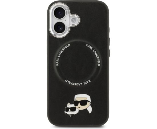 Karl Lagerfeld PU Karl and Choupette Heads Pins MagSafe Case Aizsargapvalks priekš iPhone 17 / melns Neoriģinālie Maciņi