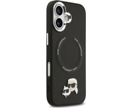 Karl Lagerfeld PU Karl and Choupette Heads Pins MagSafe Case Aizsargapvalks priekš iPhone 17 / melns Neoriģinālie Maciņi