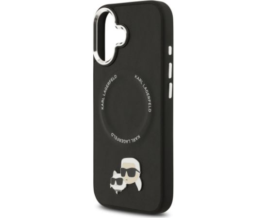 Karl Lagerfeld PU Karl and Choupette Heads Pins MagSafe Case Aizsargapvalks priekš iPhone 17 / melns Neoriģinālie Maciņi