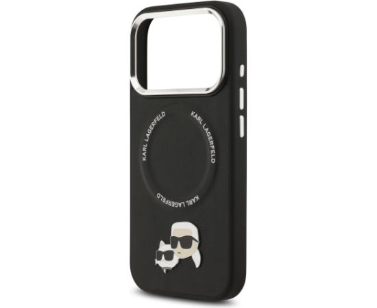 Karl Lagerfeld PU Karl and Choupette Heads Pins MagSafe Case Защитный чехол для iPhone 17 Pro Max / чёрный Чехлы - альтернативные