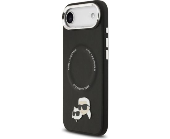 Karl Lagerfeld PU Karl and Choupette Heads Pins MagSafe Case Aizsargapvalks priekš iPhone Air / melns Neoriģinālie Maciņi