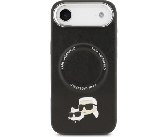 Karl Lagerfeld PU Karl and Choupette Heads Pins MagSafe Case Aizsargapvalks priekš iPhone Air / melns Neoriģinālie Maciņi