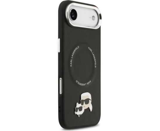 Karl Lagerfeld PU Karl and Choupette Heads Pins MagSafe Case Aizsargapvalks priekš iPhone Air / melns Neoriģinālie Maciņi