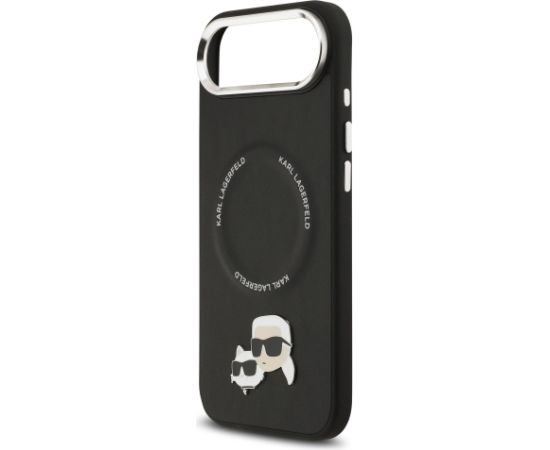 Karl Lagerfeld PU Karl and Choupette Heads Pins MagSafe Case Aizsargapvalks priekš iPhone Air / melns Neoriģinālie Maciņi