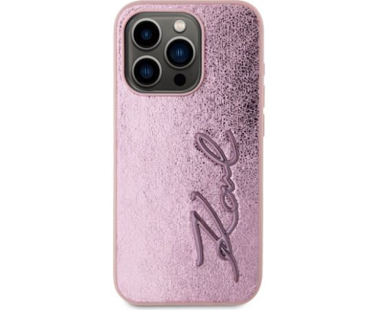 Karl Lagerfeld Wrinkled PU Signature Logo Защитный чехол для iPhone 15 Pro Max / розовый Чехлы - альтернативные