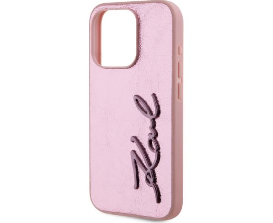 Karl Lagerfeld Wrinkled PU Signature Logo Защитный чехол для iPhone 15 Pro Max / розовый Чехлы - альтернативные