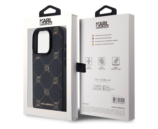 Karl Lagerfeld PU Karl Heads Pattern MagSafe Case Aizsargapvalks priekš iPhone 15 Pro Max / melns Neoriģinālie Maciņi