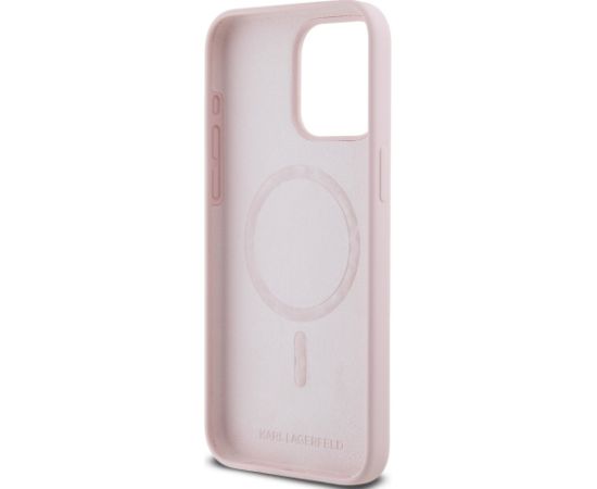 Karl Lagerfeld Liquid Silicone Karl and Choupette MagSafe Aizsargapvalks priekš iPhone 15 Pro / rozā Neoriģinālie Maciņi