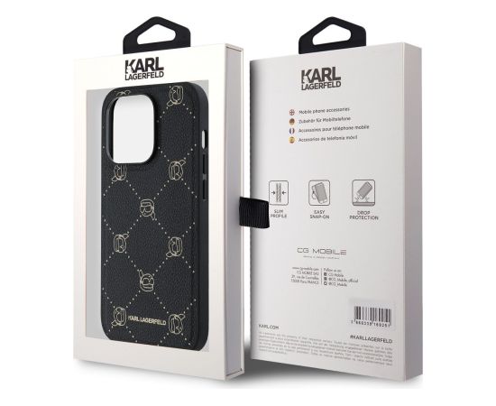Karl Lagerfeld PU Karl Heads Pattern MagSafe Case Aizsargapvalks priekš iPhone 14 Pro Max / melns Neoriģinālie Maciņi
