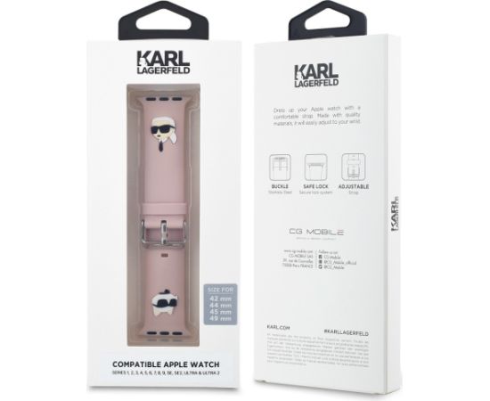 Karl Lagerfeld Karl and Choupette Head NFT Ремешек для часов для Apple Watch 42/44/45/46/49 / розовый Smart pūlksteņu aksesuāri