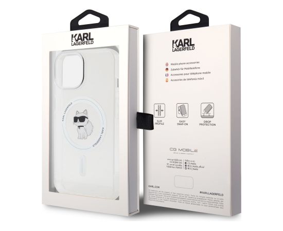 Karl Lagerfeld IML Choupette MagSafe Case Aizsargapvalks priekš iPhone 15 / caurspīdīgs Neoriģinālie Maciņi