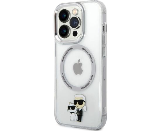Karl Lagerfeld IML Karl and Choupette MagSafe Case Aizsargapvalks priekš iPhone 15 Pro / caurspīdīgs Neoriģinālie Maciņi