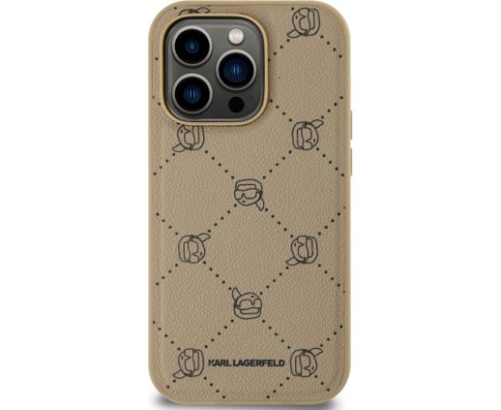 Karl Lagerfeld PU Karl Heads Pattern MagSafe Case Aizsargapvalks priekš iPhone 14 Pro Max / bēšs Neoriģinālie Maciņi