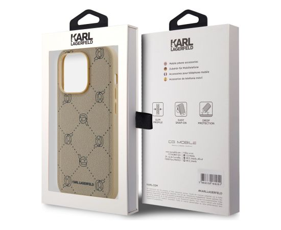 Karl Lagerfeld PU Karl Heads Pattern MagSafe Case Aizsargapvalks priekš iPhone 14 Pro Max / bēšs Neoriģinālie Maciņi