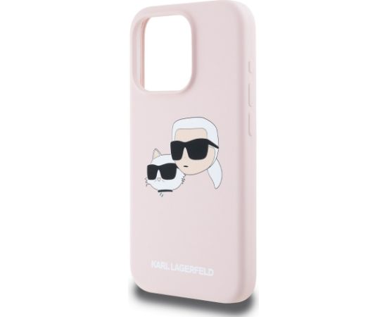 Karl Lagerfeld Liquid Silicone Double Heads MagSafe Case Aizsargapvalks priekš iPhone 15 Pro / rozā Neoriģinālie Maciņi