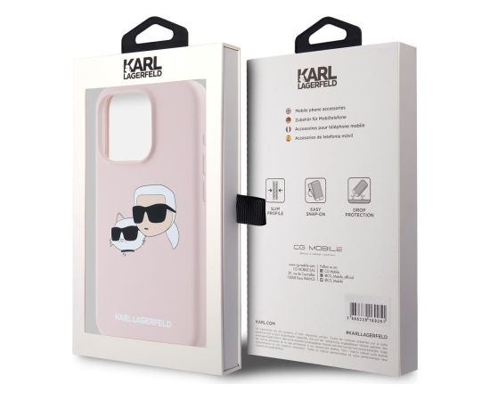 Karl Lagerfeld Liquid Silicone Double Heads MagSafe Case Aizsargapvalks priekš iPhone 15 Pro / rozā Neoriģinālie Maciņi