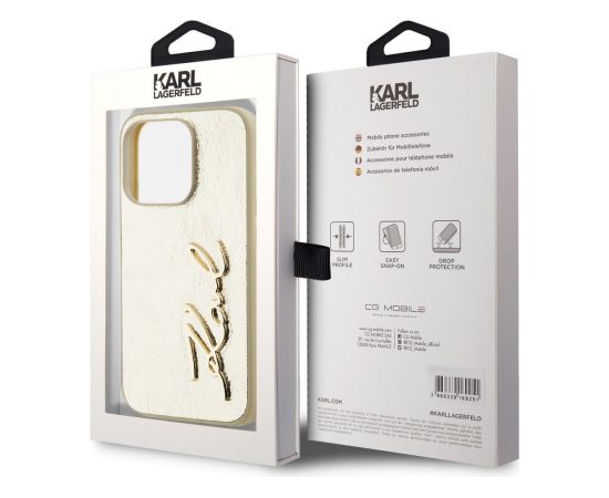 Karl Lagerfeld Wrinkled PU Signature Logo Aizsargapvalks priekš iPhone 15 Pro / zelts Neoriģinālie Maciņi