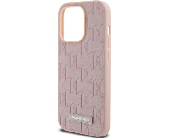 Karl Lagerfeld PU Leather Monogram Metal Logo MagSafe Case Aizsargapvalks priekš iPhone 14 Pro Max / rozā Neoriģinālie Maciņi