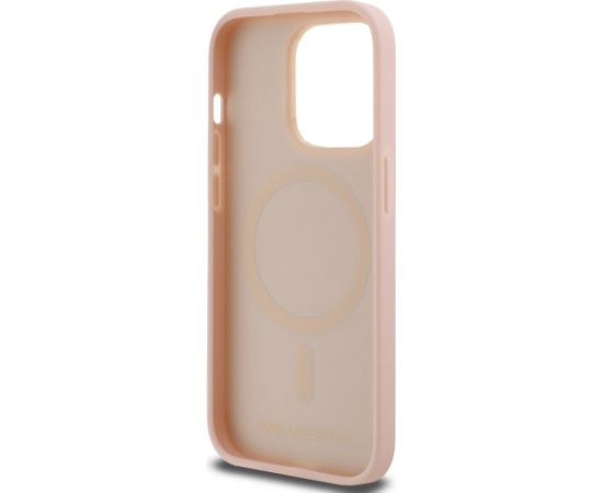 Karl Lagerfeld PU Leather Monogram Metal Logo MagSafe Case Aizsargapvalks priekš iPhone 14 Pro Max / rozā Neoriģinālie Maciņi