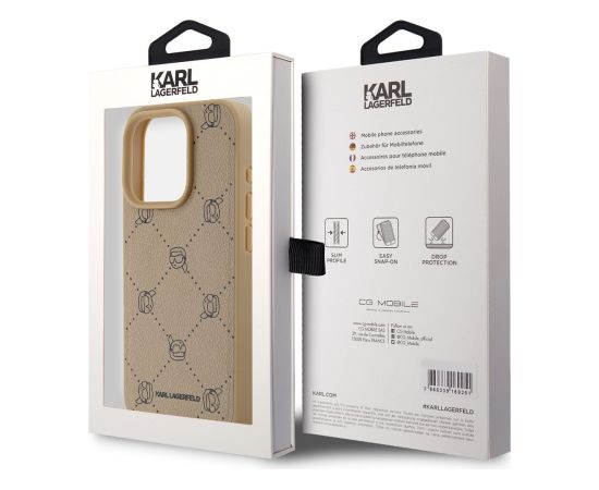 Karl Lagerfeld PU Karl Heads Pattern MagSafe Case Aizsargapvalks priekš iPhone 15 Pro Max / bēšs Neoriģinālie Maciņi