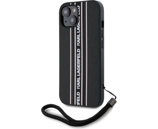 Karl Lagerfeld PU Saffiano Athleisure Stripe and Strap Case Защитный чехол для iPhone 15 / розовый Чехлы - альтернативные