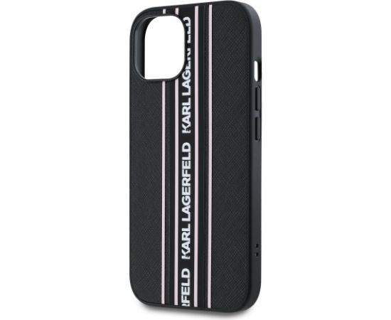 Karl Lagerfeld PU Saffiano Athleisure Stripe and Strap Case Защитный чехол для iPhone 15 / розовый Чехлы - альтернативные