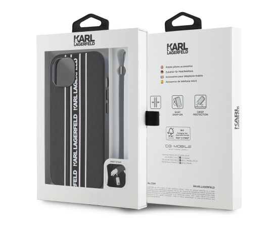 Karl Lagerfeld PU Saffiano Athleisure Stripe and Strap Case Защитный чехол для iPhone 15 / розовый Чехлы - альтернативные