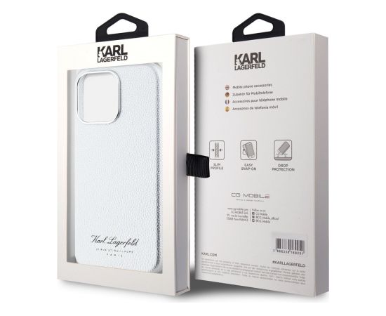 Karl Lagerfeld Grained PU Hotel RSG Aizsargapvalks priekš iPhone 15 Pro / pelēks Neoriģinālie Maciņi