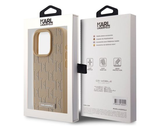 Karl Lagerfeld PU Monogram Metal Logo MagSafe Case Aizsargapvalks priekš iPhone 14 Pro Max / bēšs Neoriģinālie Maciņi