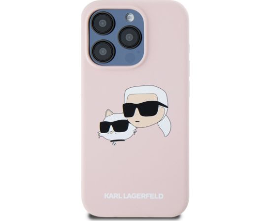 Karl Lagerfeld Liquid Silicone Double Heads MagSafe Case Aizsargapvalks priekš iPhone 15 Pro Max / rozā Neoriģinālie Maciņi