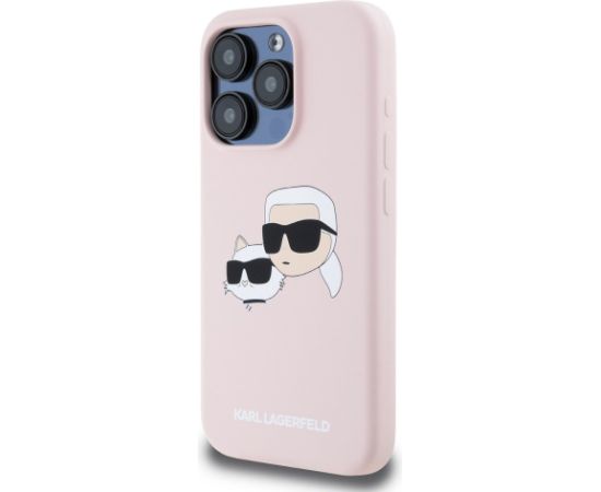 Karl Lagerfeld Liquid Silicone Double Heads MagSafe Case Aizsargapvalks priekš iPhone 15 Pro Max / rozā Neoriģinālie Maciņi