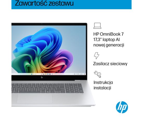 HP OmniBook 7 17-DC0073CL Ultra 7 258V 17.3"FHD Touch 32GB SSD1TB BT BLKB GeForce RTX 4050 6GB Win11 Silver (REPACK) 2Y Portatīvie datori