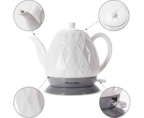 Keramikas elektriskā tējkanna 1,5 L, 1200 W, 1727, Kamille Tējkannas (elektriskās)
