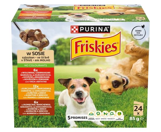 PURINA FRISKIES Adult Bf&Chkn&Lmb Multipack 24x85g Suņu barība