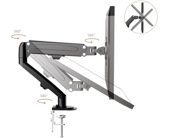 Maclean MC-860N Monitor Mount, with Gas Spring, 13"-27", 8 kg, Black Крепления для телевизоров