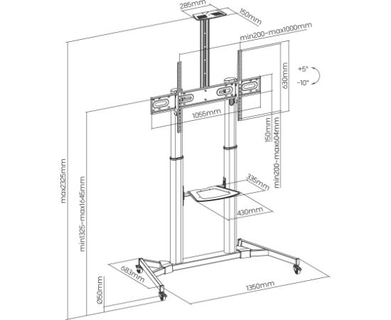 Sbox FS-3610 Floor Ultra-Large LED TV Stand 60-100" 100kg White Крепления для телевизоров