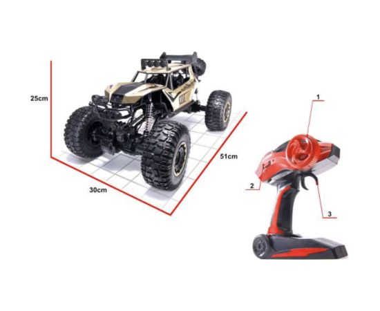 RoGer RC Rock Crawler Radiovadāma mašīna bagijs 2.4GHz / 1:8 / 51cm Zelta Radio vadāmās rotaļlietas (RC)