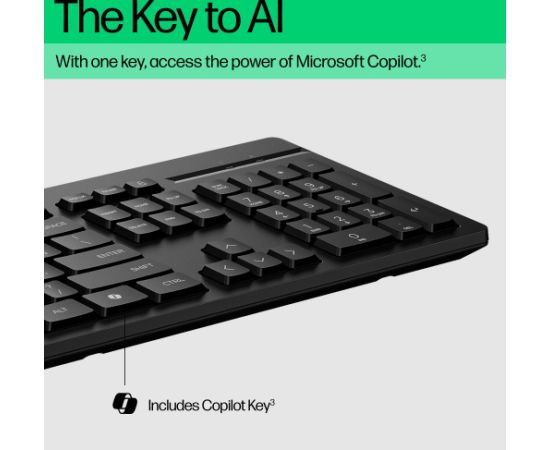 HP 125 G2 USB Wired Keyboard, Sanitizable, Copilot Key - Black - US ENG (BULK of 12 pcs) / AY2Y7A6#ABB Klaviatūras