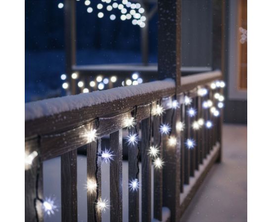 LED svētku gaismas aizkars ar 50 LED auksti baltā gaismā + flash Springos CL1240 Ziemassvētku lampiņas, LED virtenes