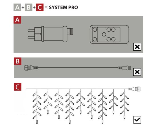 LED gaismas aizkars ar 50 LED (sosulītes) Springos CL1239 Ziemassvētku lampiņas, LED virtenes
