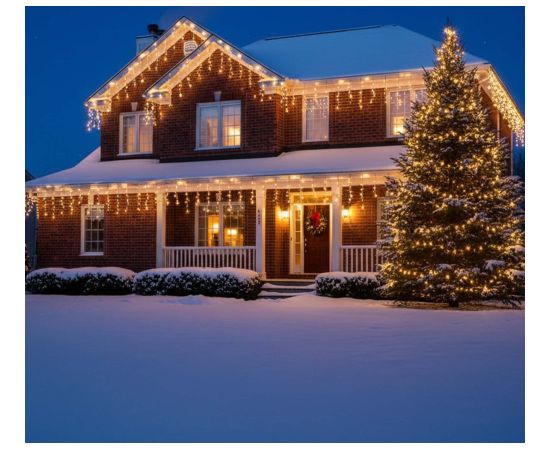 LED gaismas aizkars ar 50 LED (sosulītes) Springos CL1239 Ziemassvētku lampiņas, LED virtenes