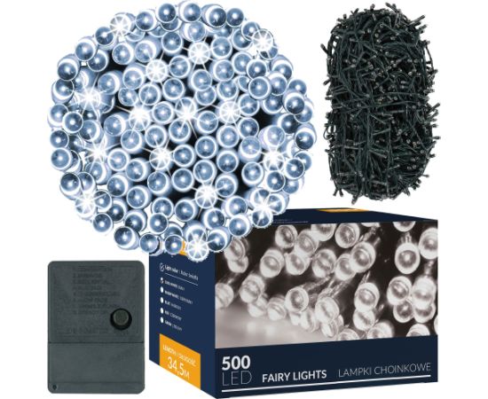 LED svētku gaismas virtene ar 500 LED auksti baltā krāsā Springos CL0534 Ziemassvētku lampiņas, LED virtenes